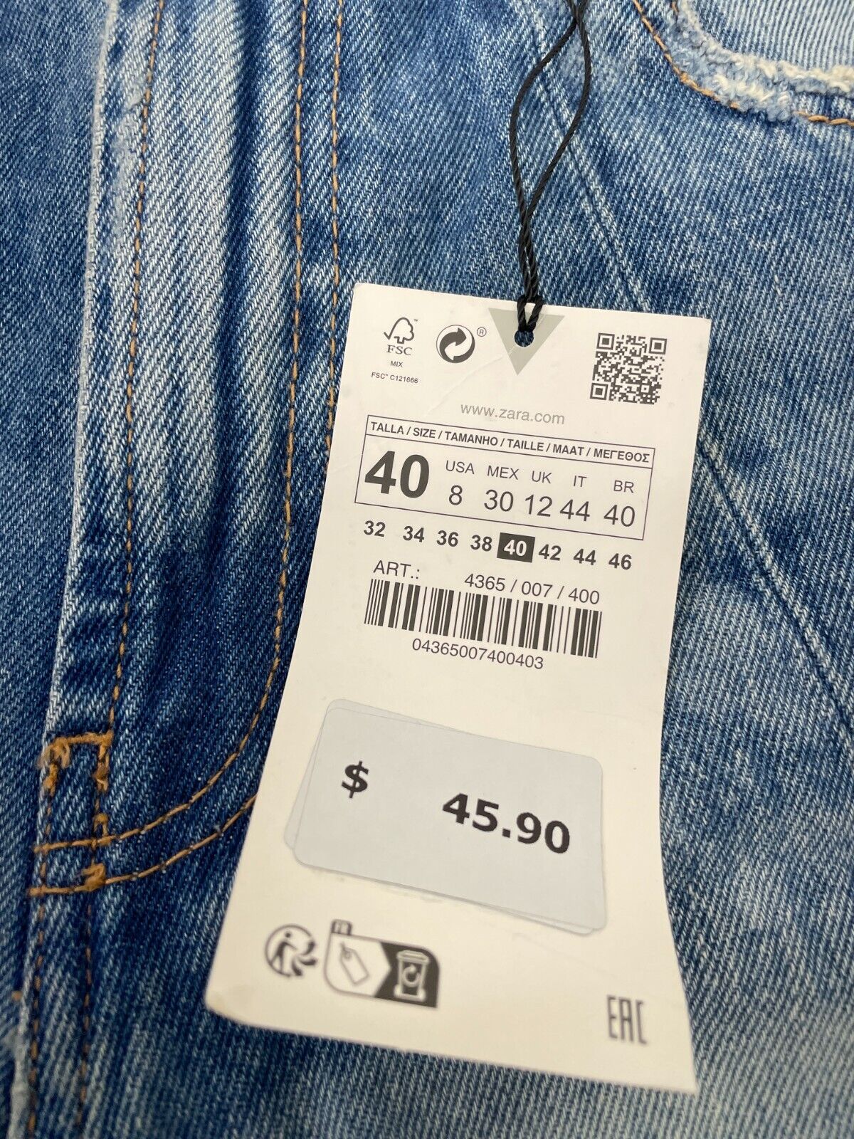 Zara Womens 8 High Rise TRF Ripped Frayed Hem Denim Shorts Blue 4365/007 Cut Off