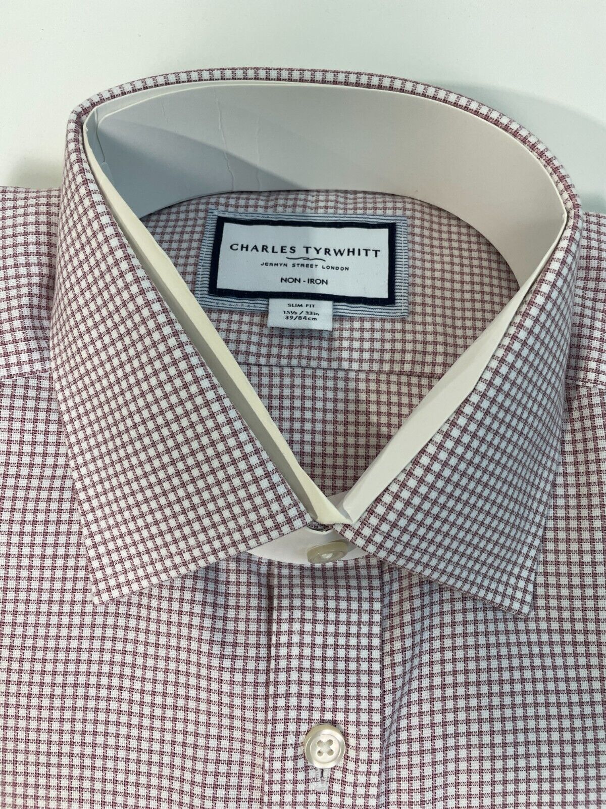 Charles Tyrwhitt Mens 15.5/33 Non-Iron Royal Oxford Check Shirt Claret Pink