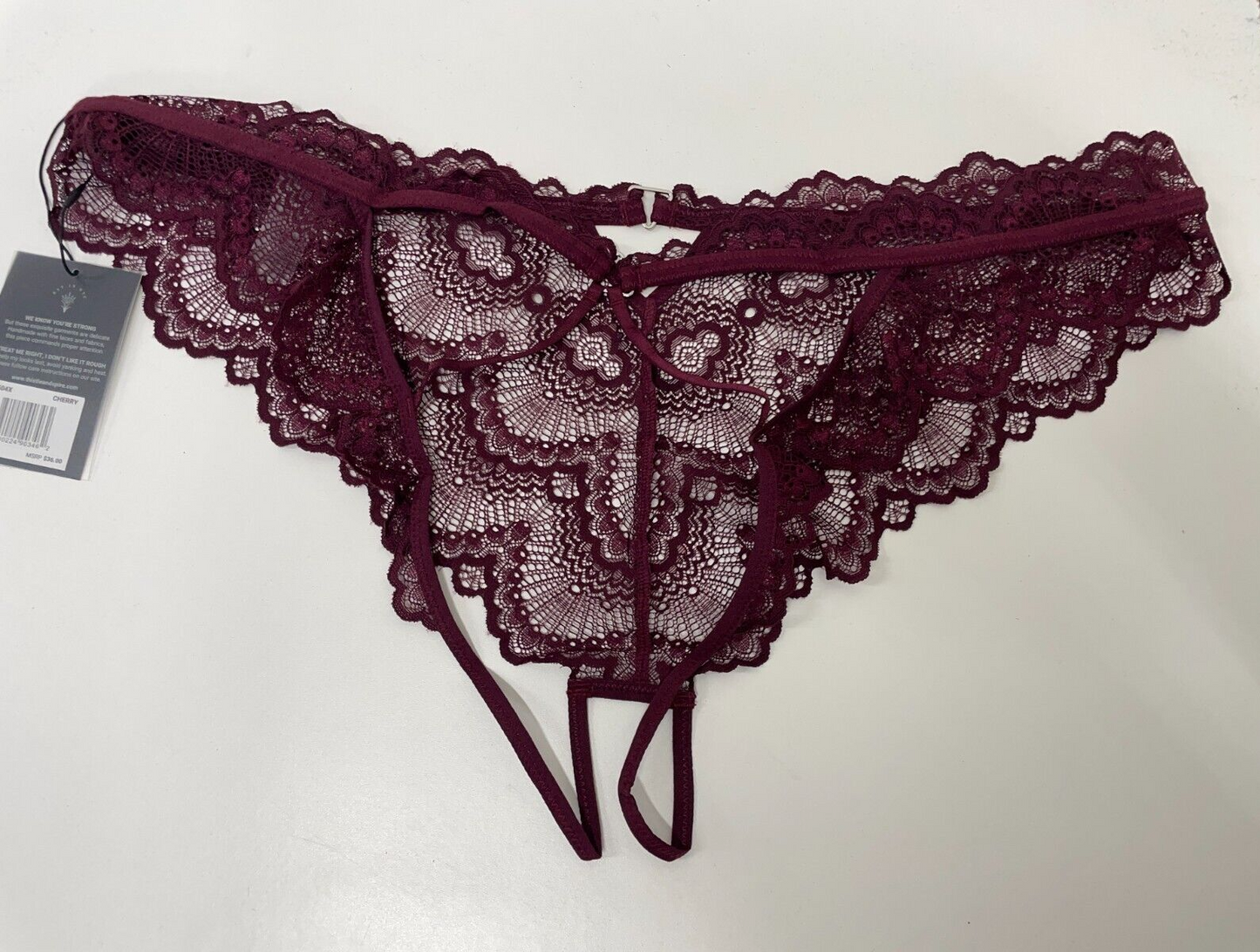 Thistle & Spire Womens 1X Lot of 3 Kane Cutout Thong, Panty & Garter Cherry