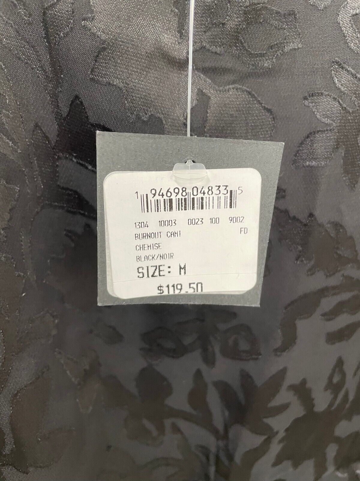 Club Monaco Womens M Black Burnout Cami Tank Top Sleeveless Blouse Silk Floral