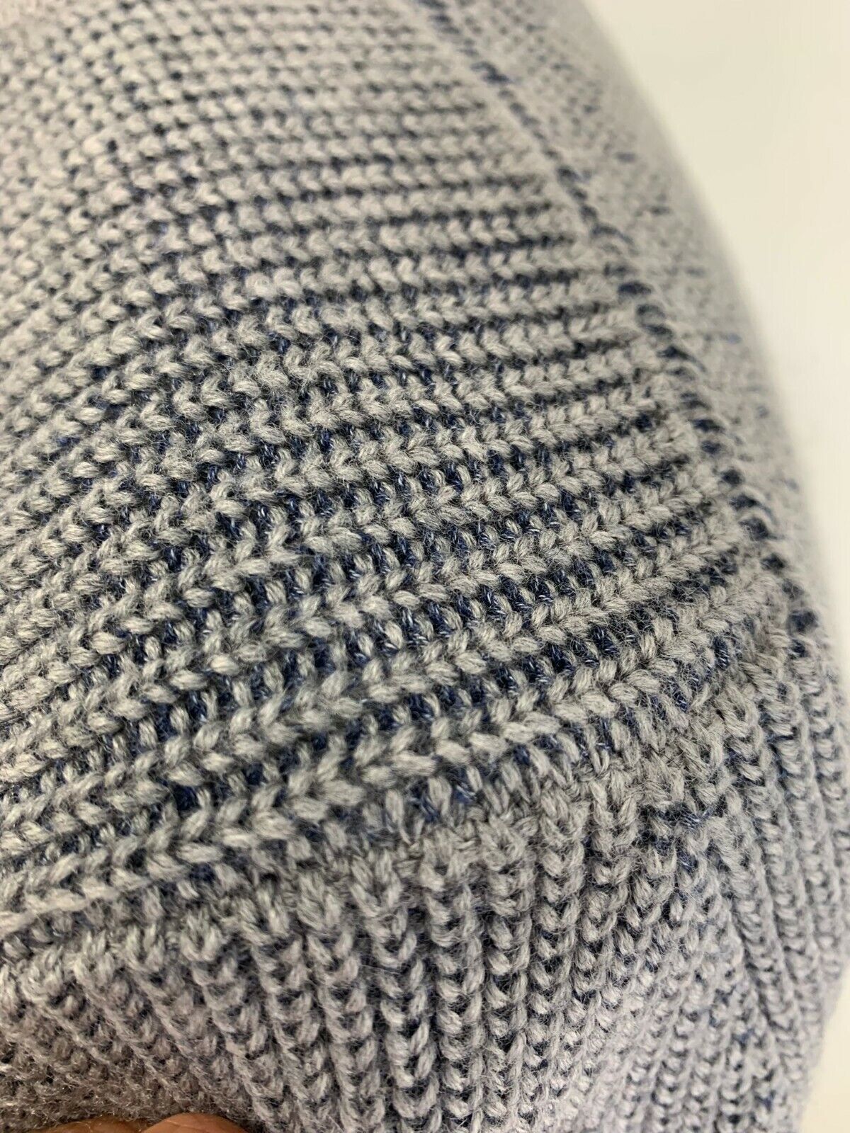 Canali Mens 58 Gray Navy Ribbed Merino Wool and Cotton Crewneck Sweater Italy