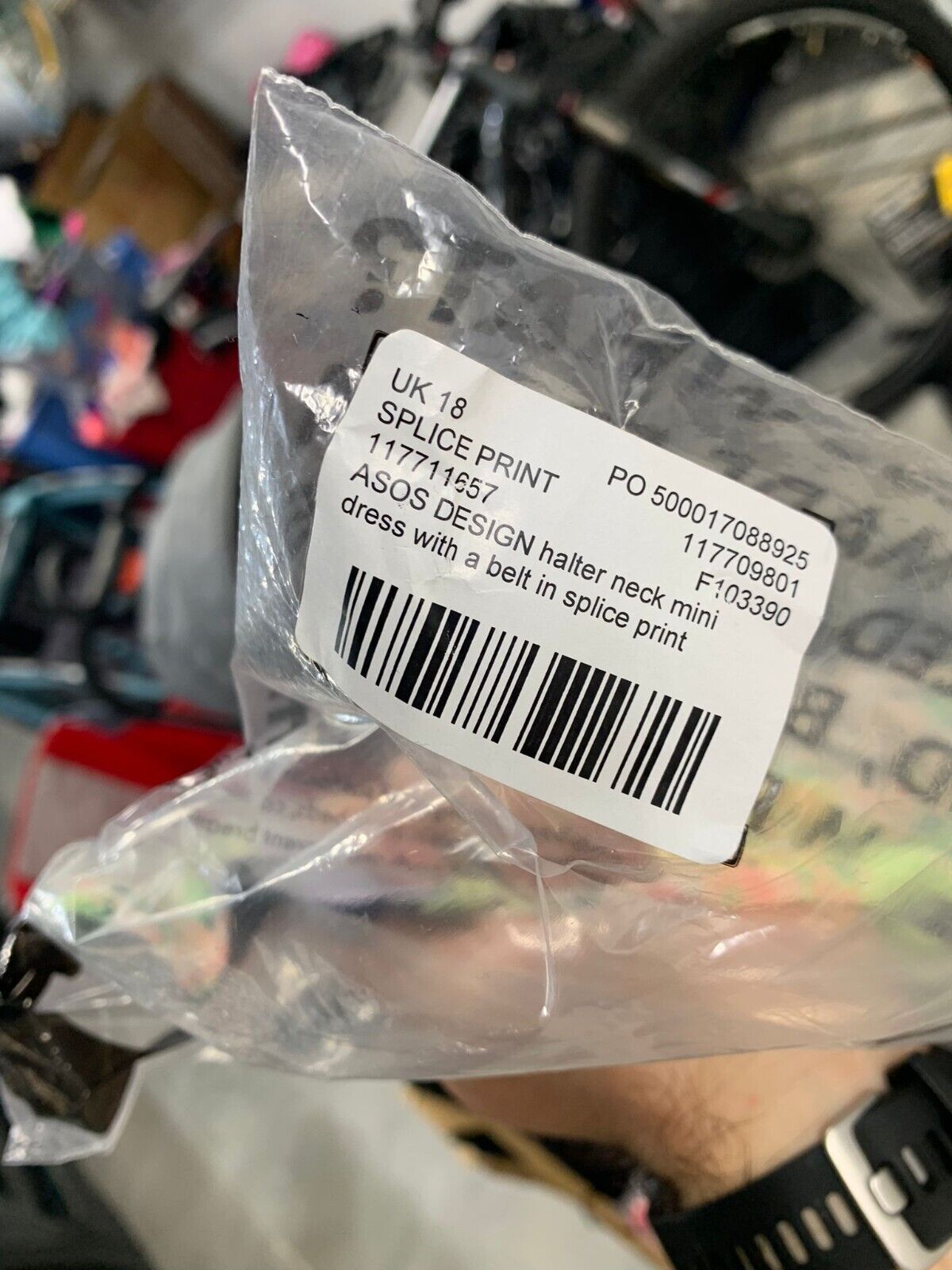 ASOS Design Womens 14 Splice Print Patchwork Floral Halter Neck Mini Dress Belt