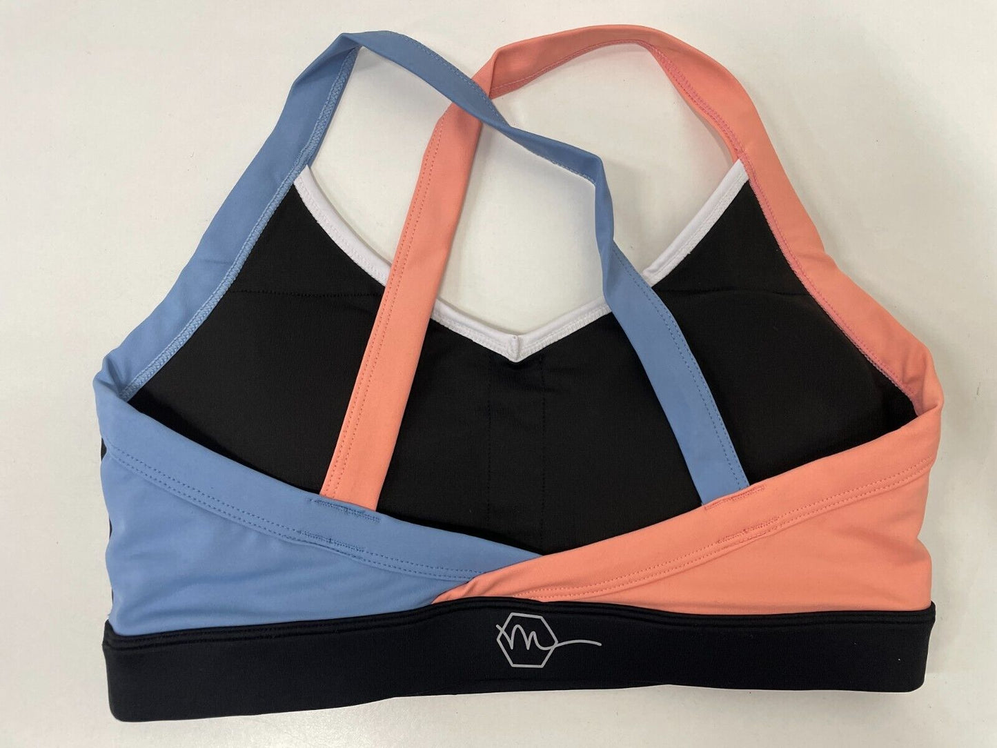 Maven Thread Womens M Hype V-Neck Sports Bra Sunrise Black Crossback Workout