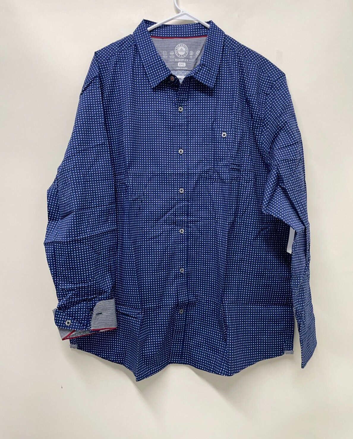Flag & Anthem Mens XXL Winton Long Sleeve Dot Slub Shirt Navy Regular-Fit NWT