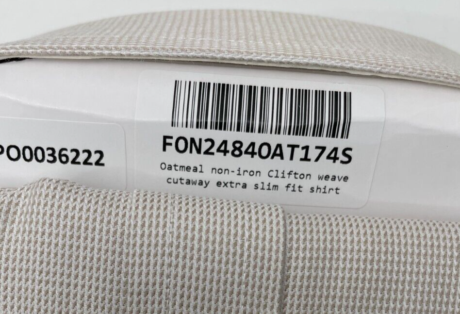 Charles Tyrwhitt Men's 17/34 Cutaway ESF Clifton Weave Dress Shirt Oatmeal