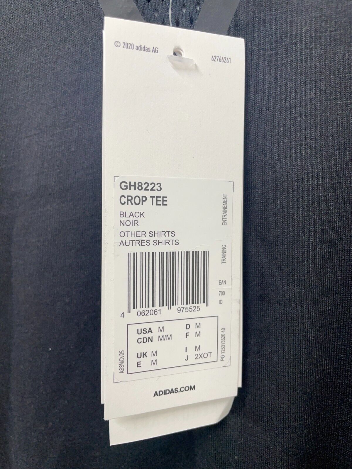 Adidas Womens M Crop Karlie Kloss T-Shirt Black Regular Fit Stretch Soft GH8223