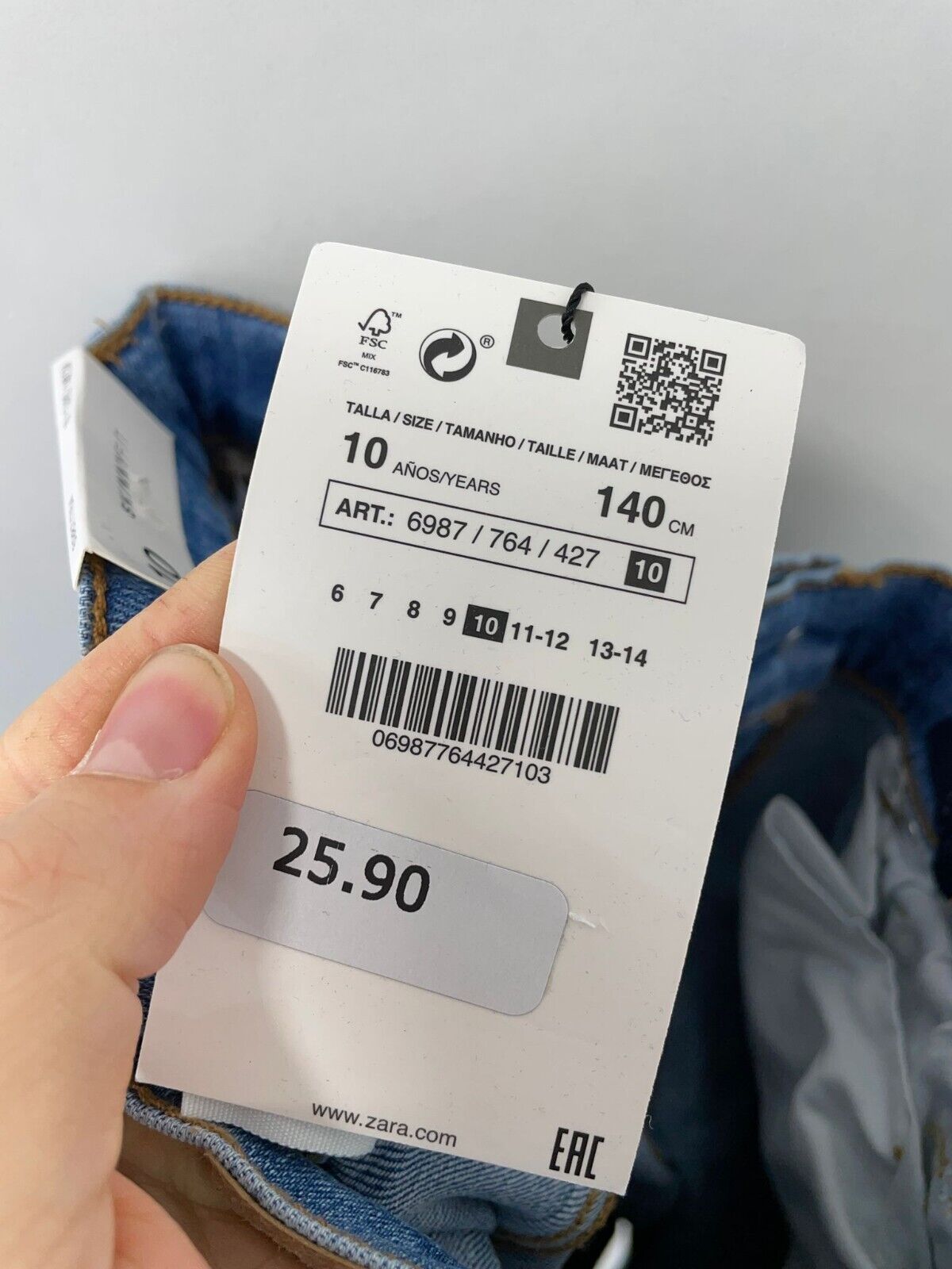 Zara Girls Kids Skinny Fit Comfy Denim Jeans 6987/764 9 10 Medium Wash