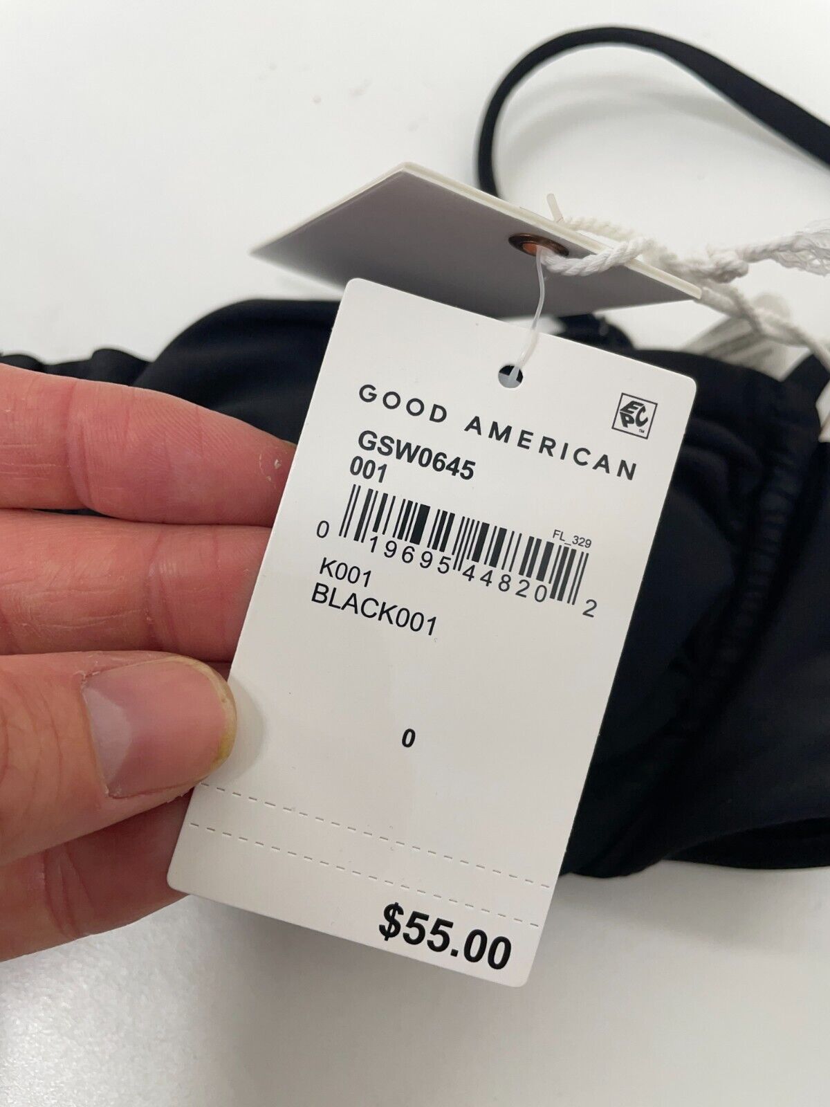 Good American Women's XS Ruched Demi Cup Bikini Top Black Satin Underwire NWT