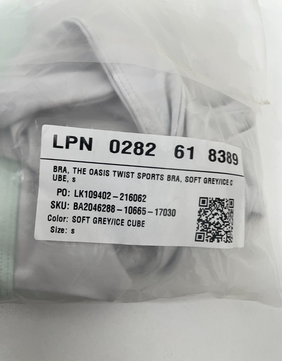 Fabletics Womens S Oasis Twist Sports Bra Soft Grey/Ice Cube Colorblock Gym