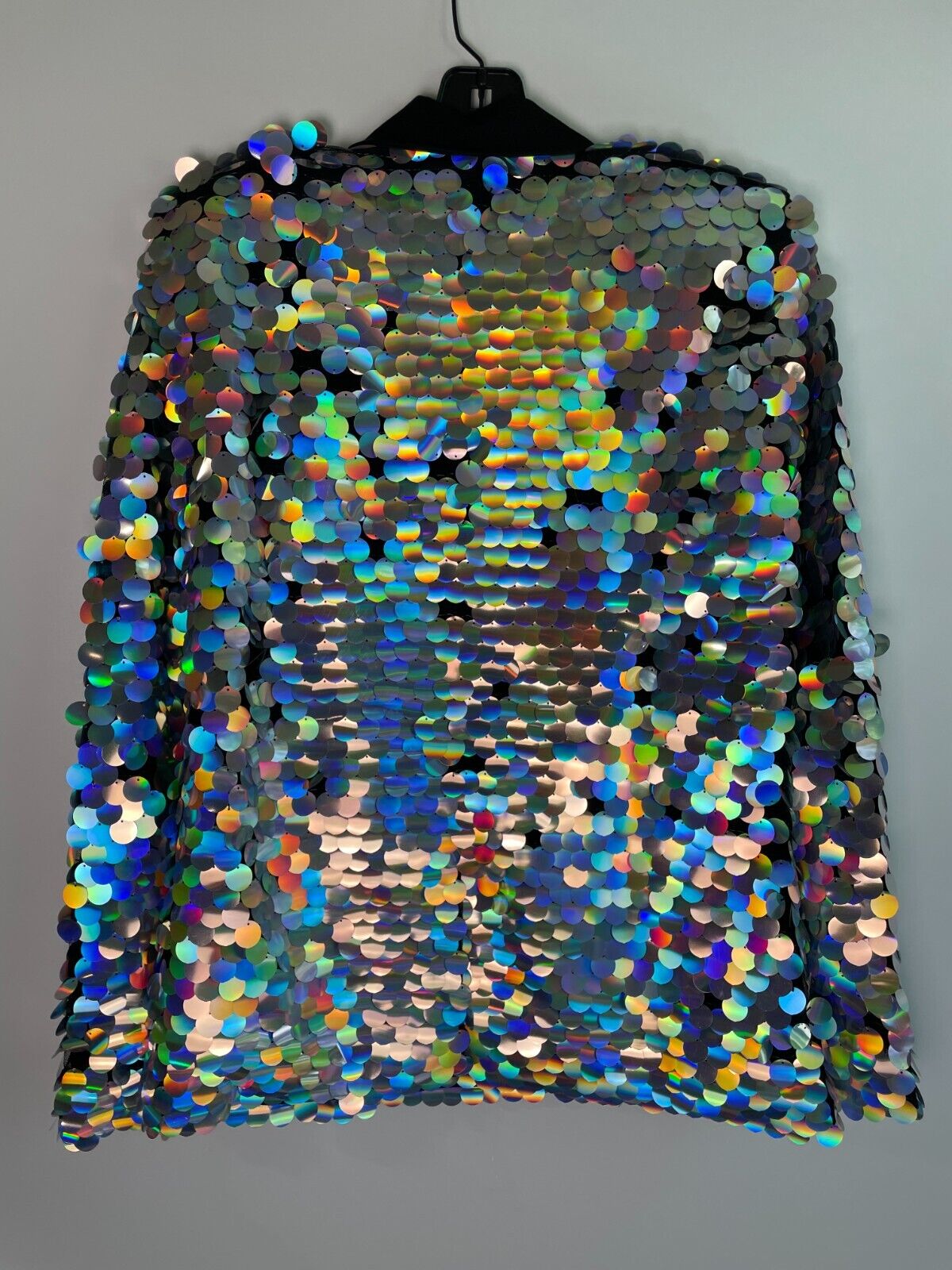 Nasty Gal Womens 6 Premium Disc Sequin Blazer Jacket Silver BGG19698-163 Eras