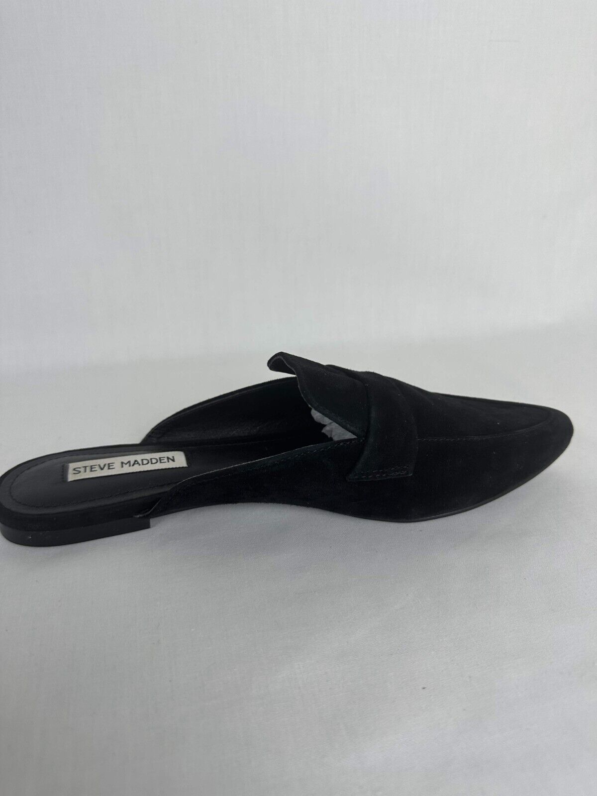 Steve Madden Womens 9.5 Flavor Mule Black Pointed Toe Slip On Flat Suede Leather
