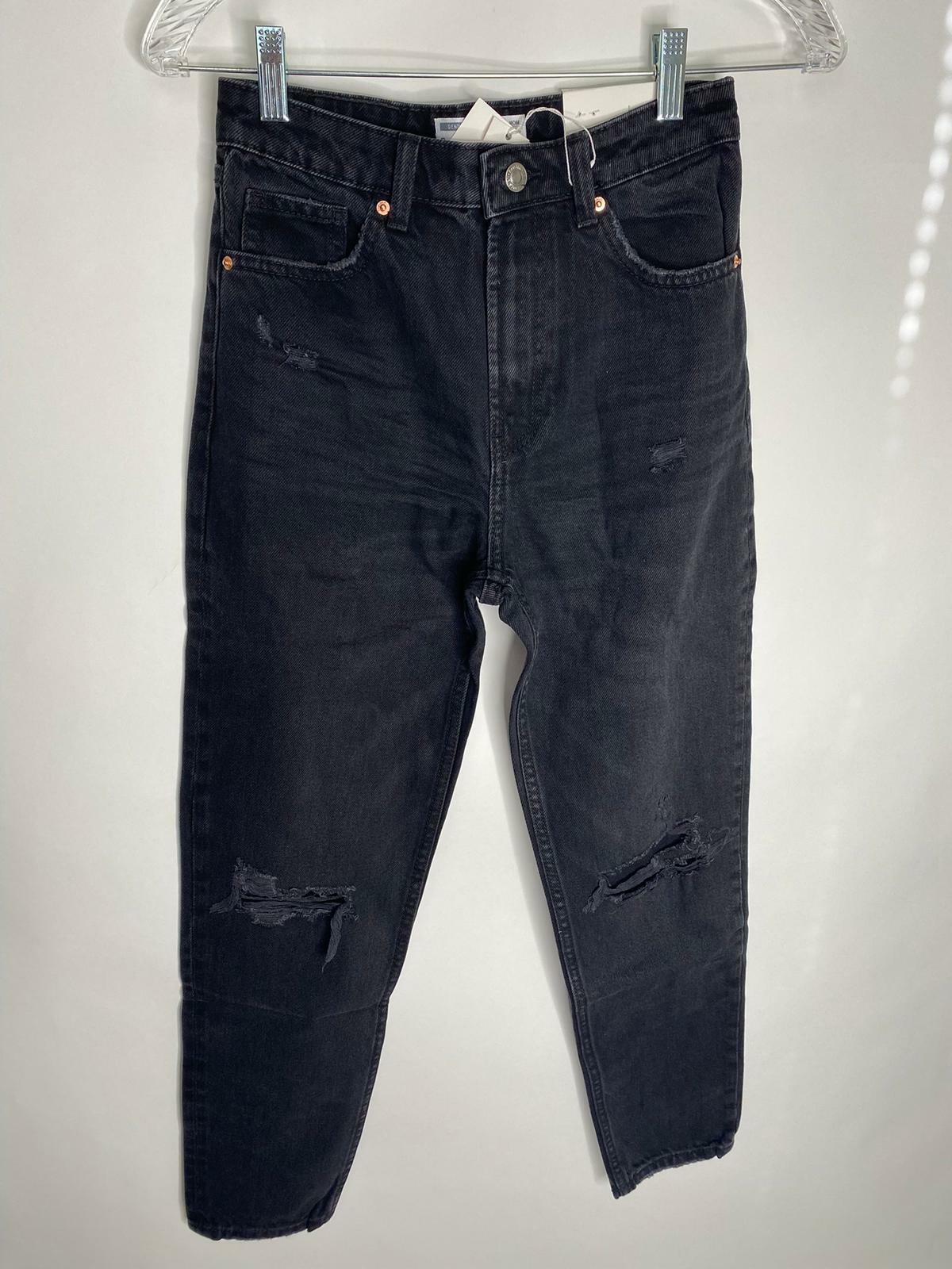 Berksha Denim Collection Womens 2 Black Mom Jeans Ripped High Rise