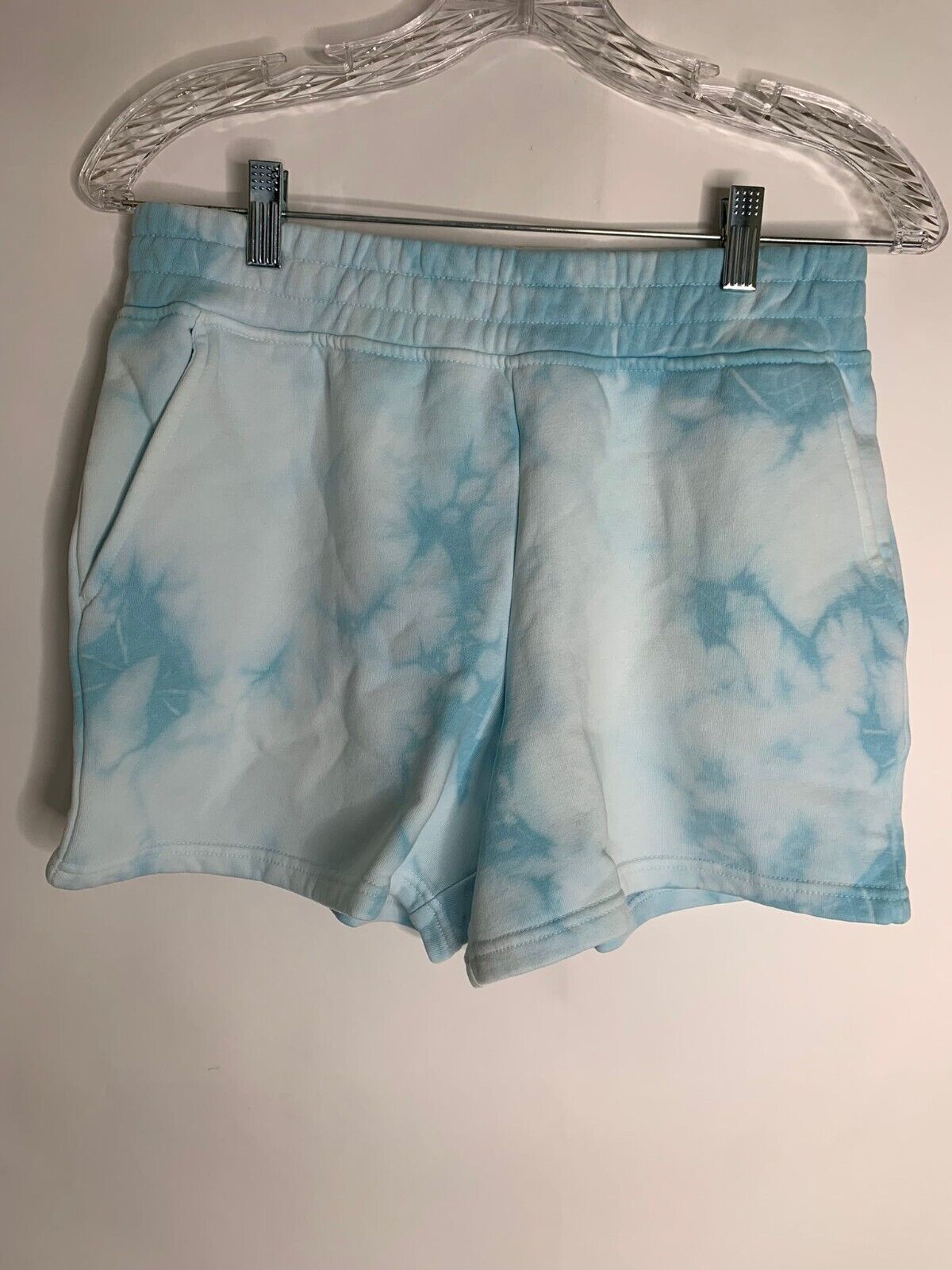 Fabletics Womens S Shiloh Short Soft Blue Tie Dye Sweat Shorts Gym Athletic