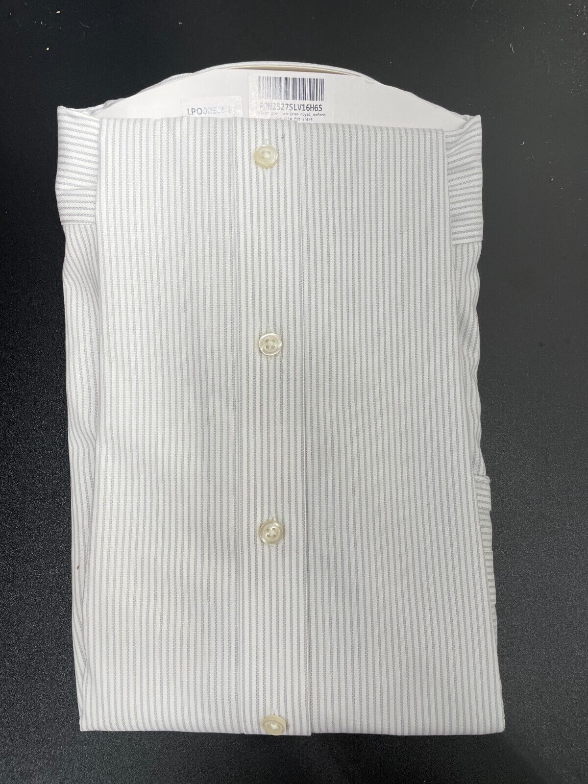 Charles Tyrwhitt Mens 16.5/36 Non-Iron Royal Oxford Stripe Dress Shirt Silver