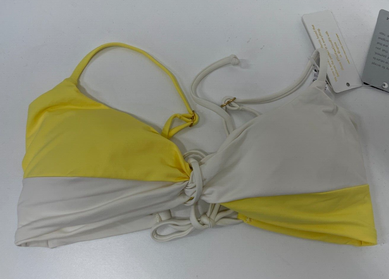 L Space Women's L Ringo-Nancy Lee Bikini Top Yellow/Cream Bralette CBRIT21 Swim