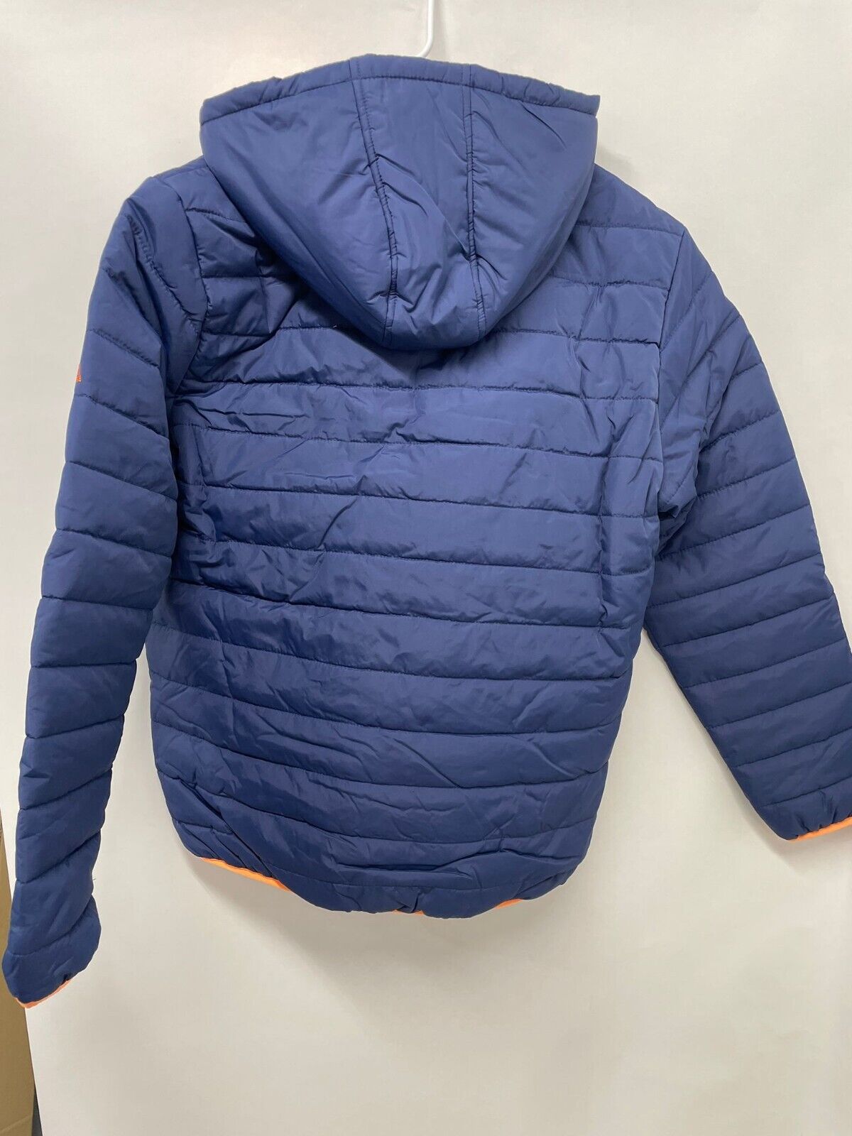 Spire by Galaxy Mens 2XL Peak Quilted Hooded Puffer Jacket Navy Orange
