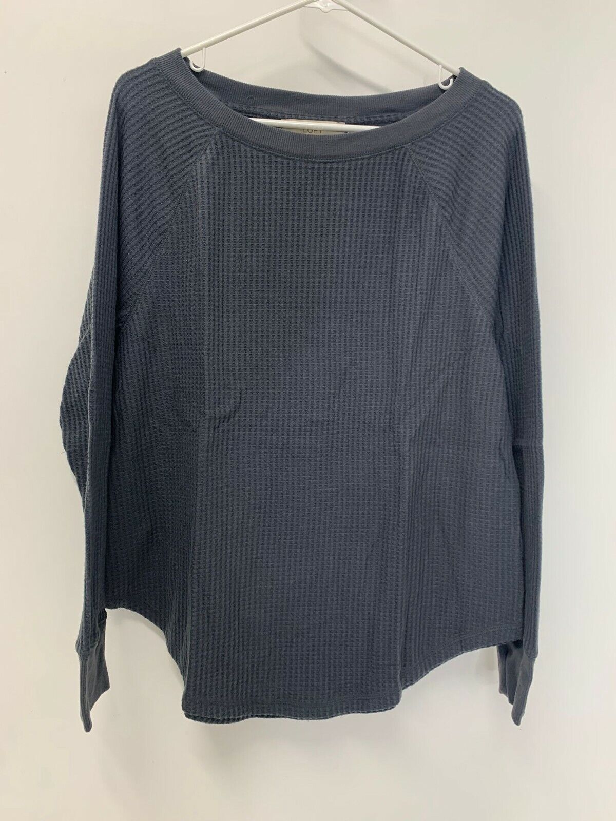 Loft Womens L Lot of 2 Waffle Gray Ivory Shirttail Tunic Top Sweater Ann Taylor