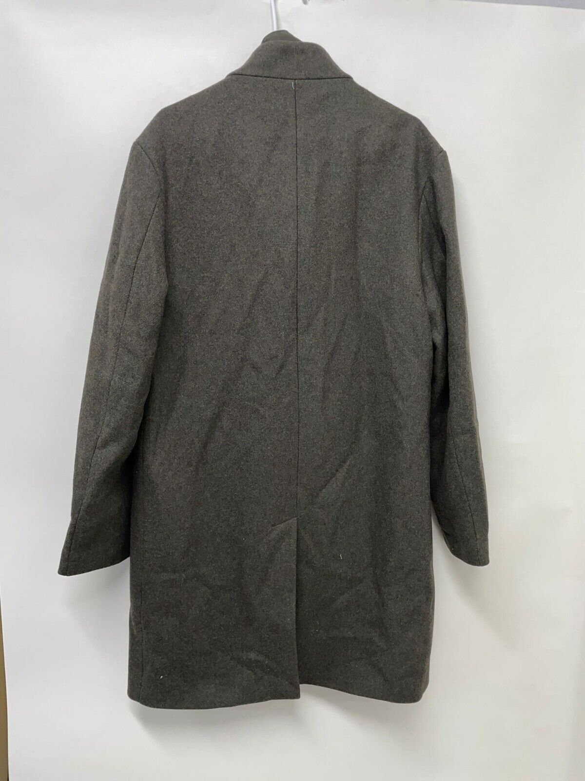 Zara Mens L Removeable Collar Over Coat Army Olive Green 0706/376/507 Bib Wool