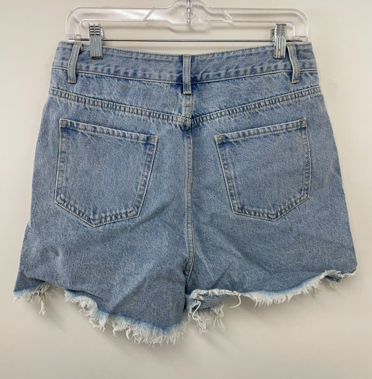 Cider Women's L Diamond Tassels Ripped Denim Shorts Blue Cotton Distressed Jean