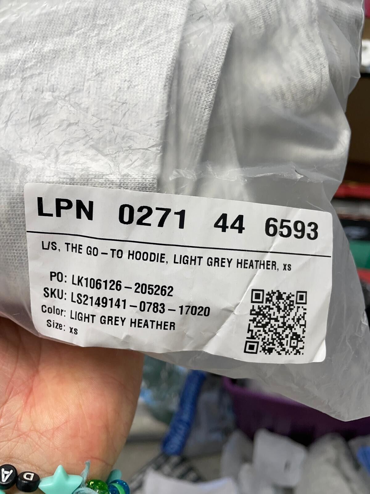 Fabletics Womens XS The Go To Hoodie Pullover Light Grey Heather Sweatshirt