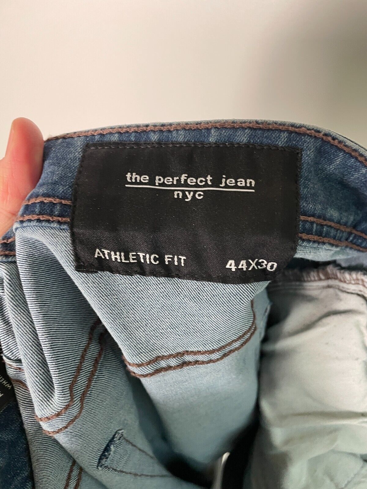 The Perfect Jean Mens 44x30 OG Stretch Athletic Admiral Mid Blue Jeans JUXT3NAMR