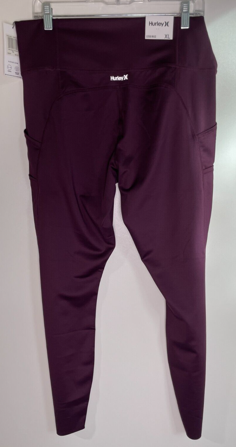 Hurley Women's XL Raw Edge High Rise Ankle Leggings Potent Purple HA32LG003