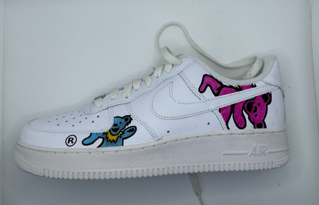 Nike Mens 10 Wmns 11.5 Air Force 1 Dancing Bears Custom Shoes Grateful Dead