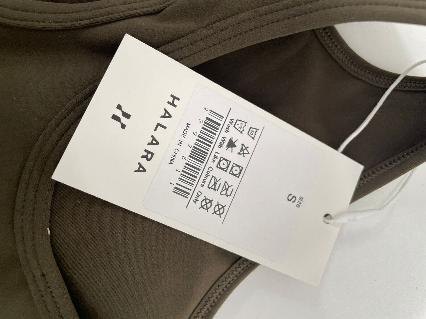 Halara Womens S Round Neck Crossover Hem Cut Out Crop Sports Bra Tank Top Green