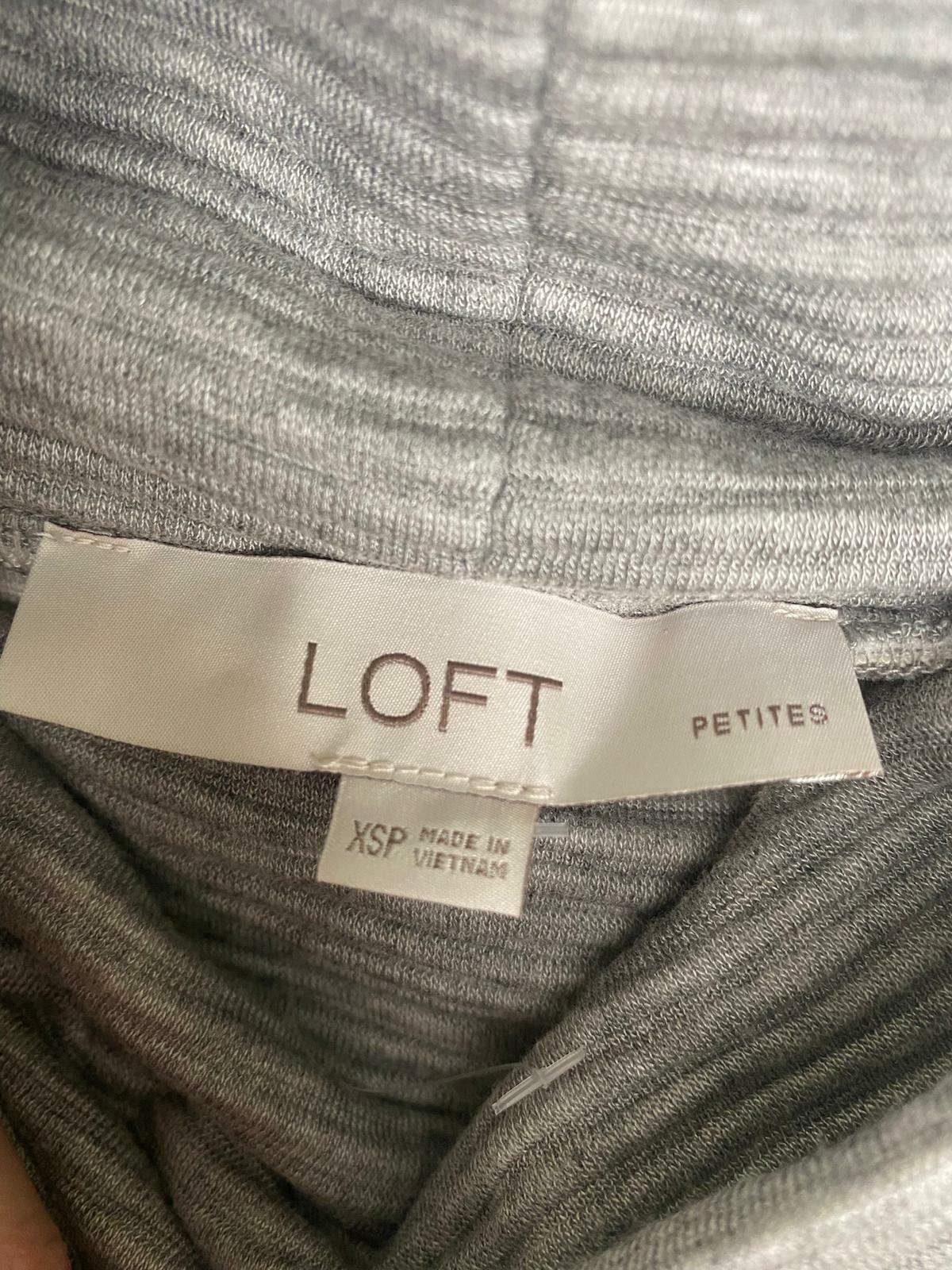 LOFT Womens XSP PXS Muted Grey Heather Funnel Cowl Neck Sweater Ribbed Dress