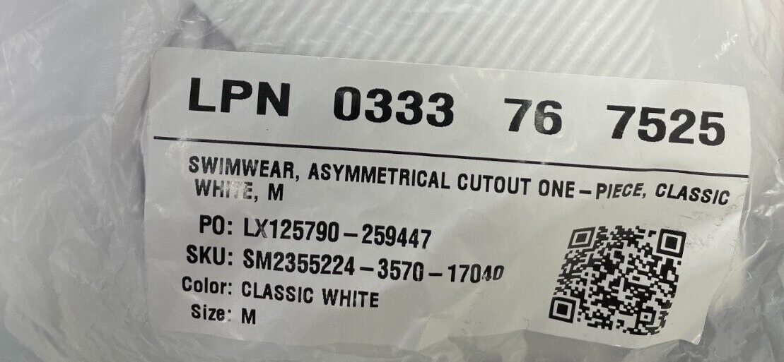 Fabletics Womens M Asymmetrical Cutout Shaping One-Piece Swimsuit Classic White