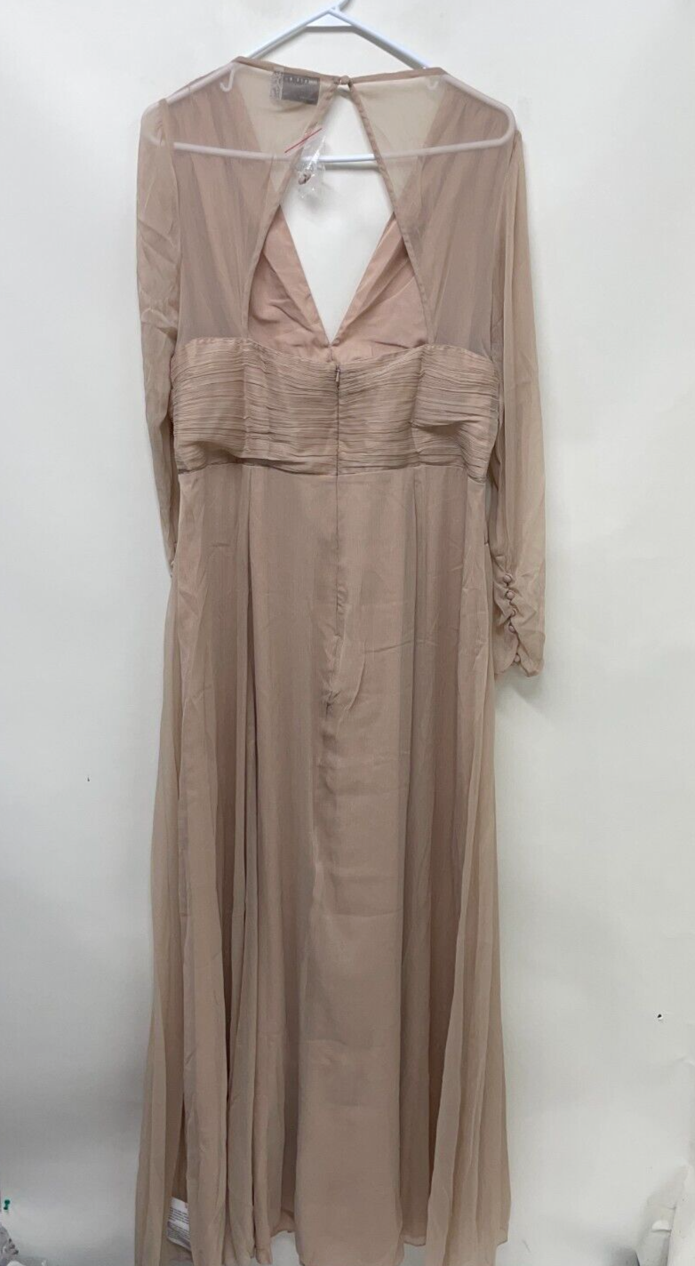 Asos Design Womens 14 Bridesmaid Ruched Waist Maxi Dress Beige Zip Back 1551159