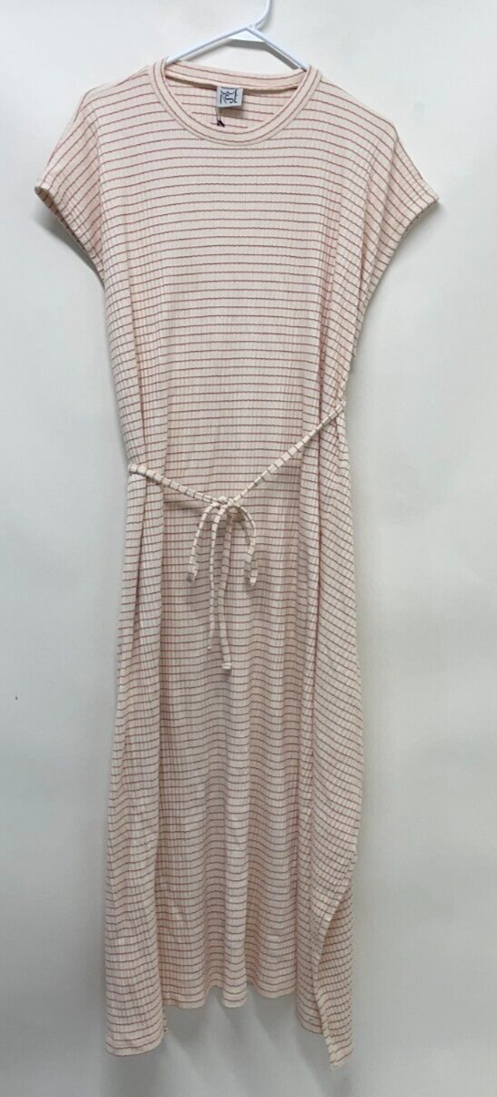 Baserange Women's S Shaw Kaftan Sleeveless Dress Red/White Stripe Wrap Back NWT