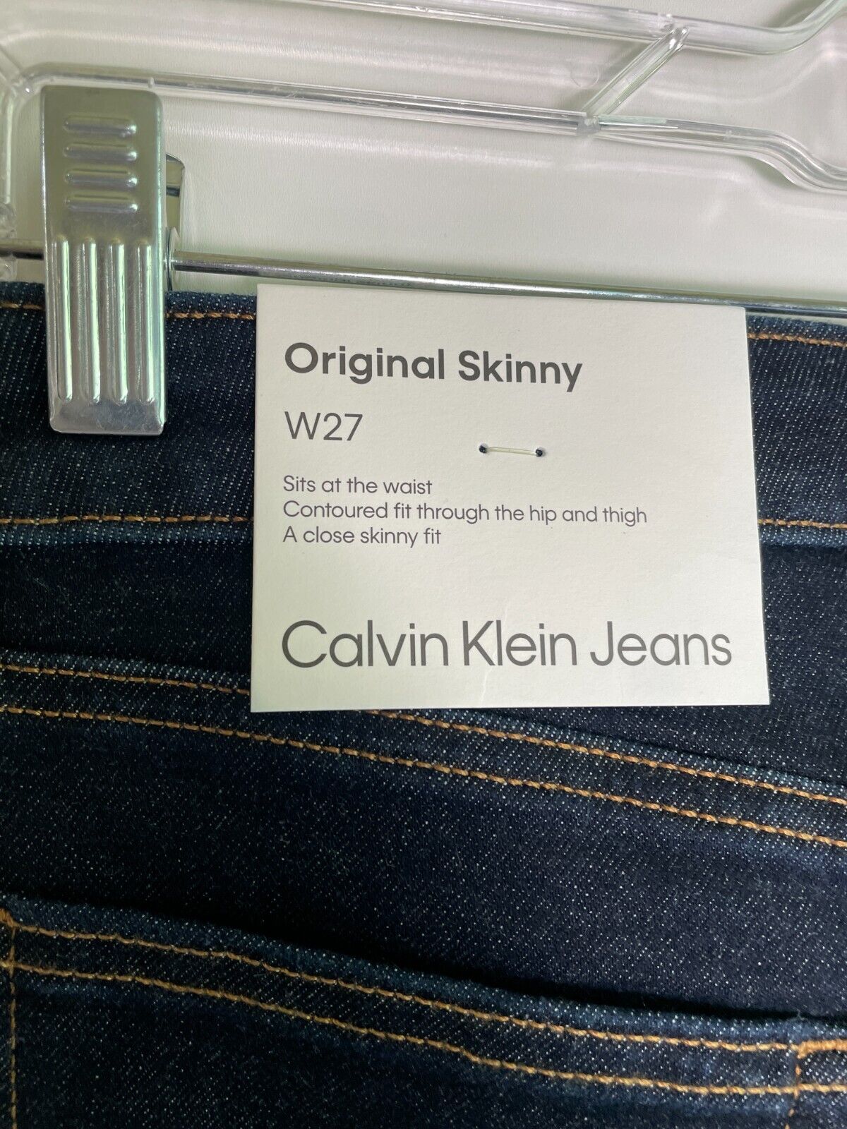 Calvin Klein Women's 27R Original Skinny Fit Jeans Blue Mid-Rise 15108140