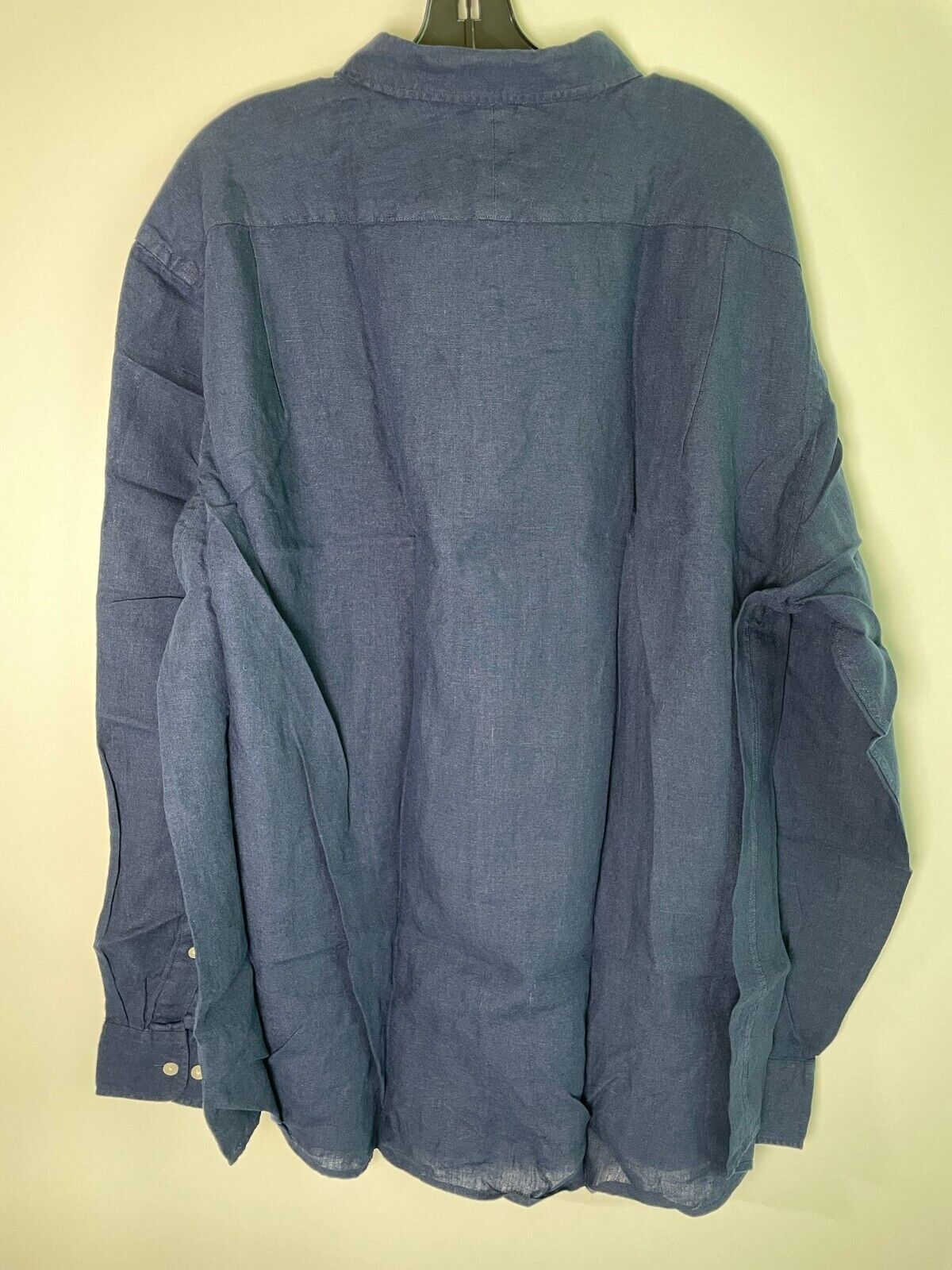 Charles Tyrwhitt Mens XXL Classic Fit Pure Linen Shirt Navy Blue Button Down