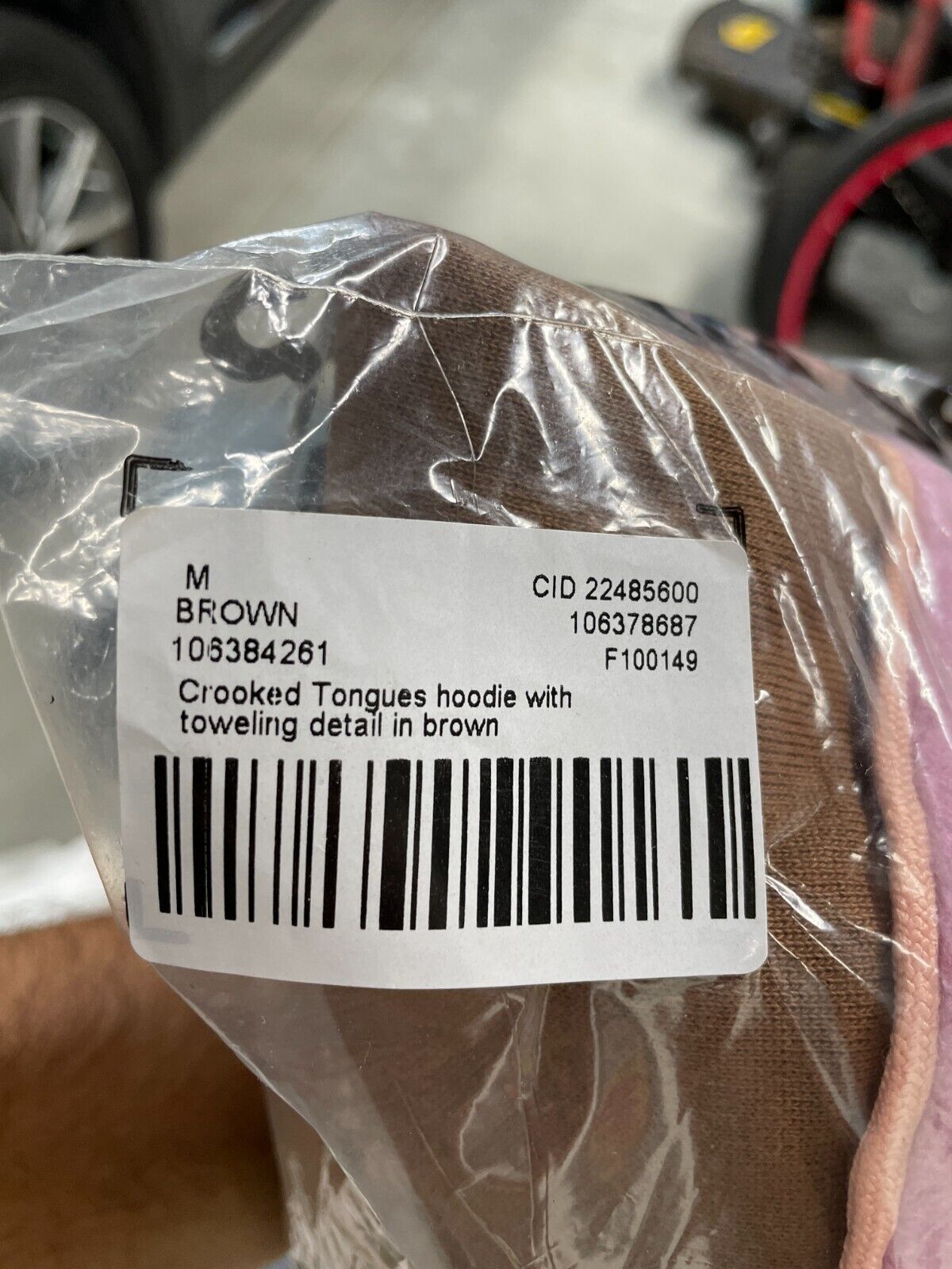 Crooked Tongues Men M Hoodie Toweling Detail Sweatshirt Brown Pink Pullover