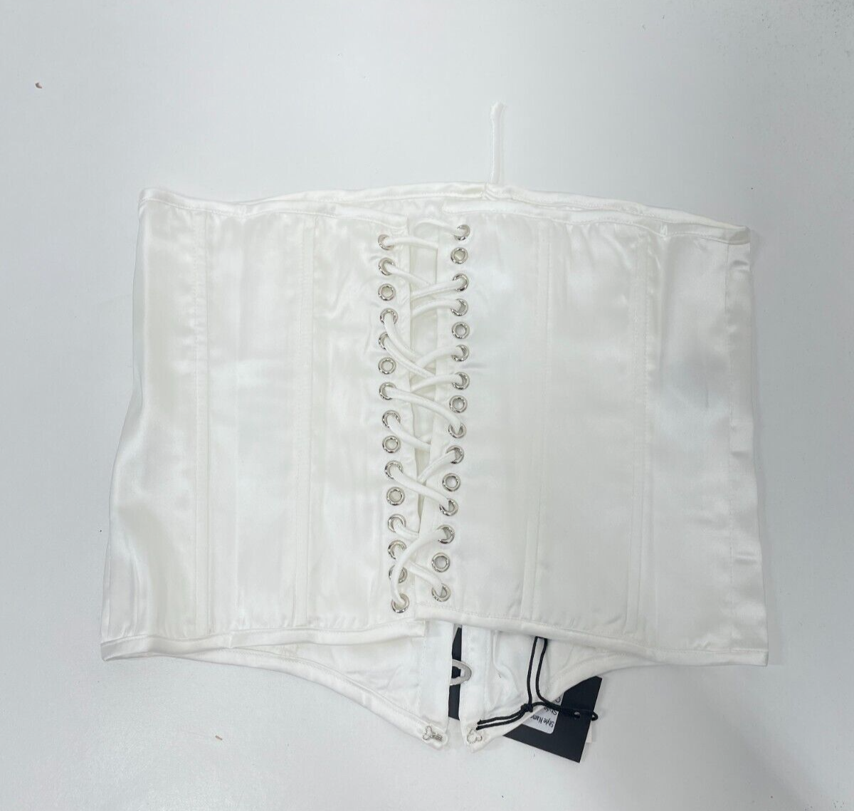 Serpenti Womens XS The To Die For Corset Top White Metal Grommets Strappy Back