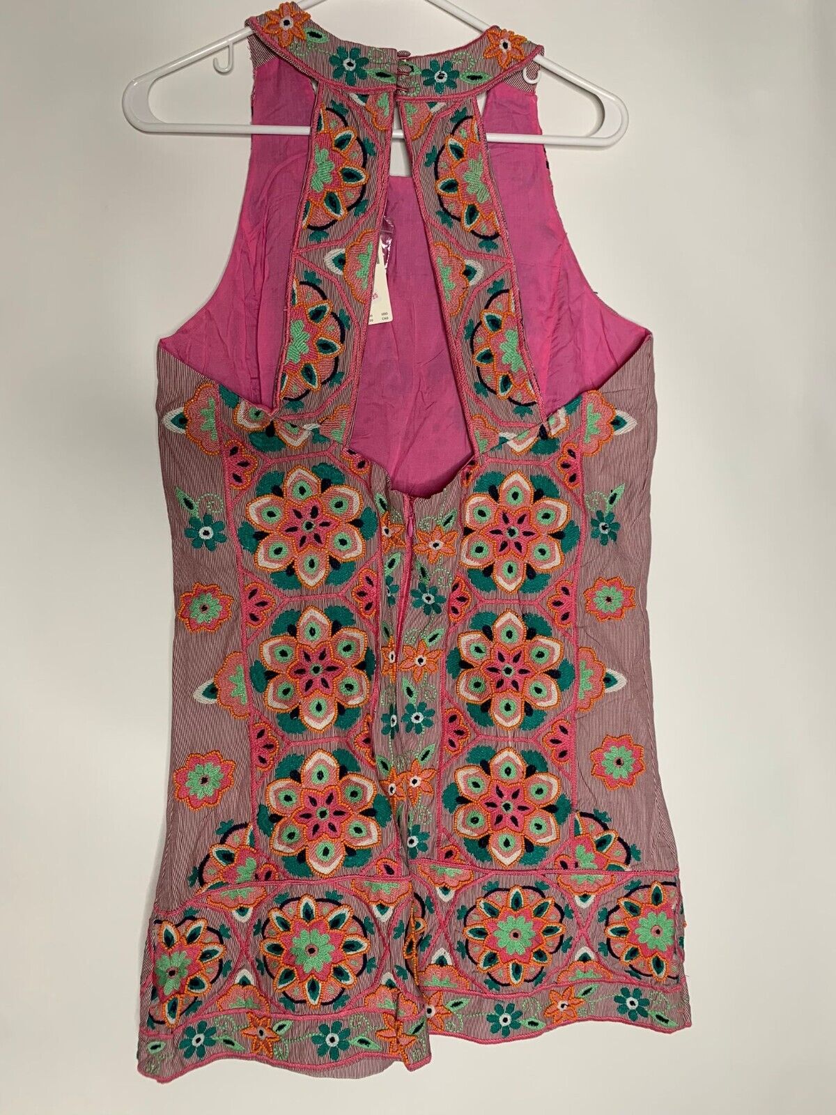 anthropologie Womens 8 Embroidered & Applique Shift Dress Boho Sleeveless Floral