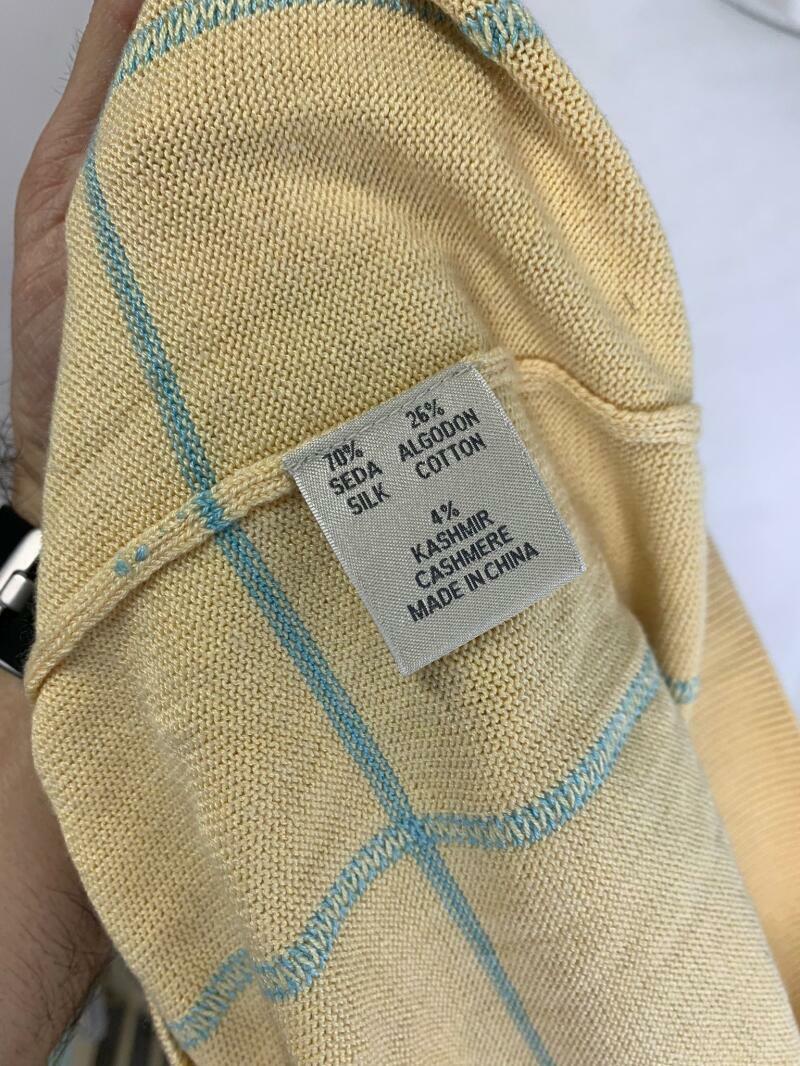 Peter Millar Men XL Yellow Silk Cashmere Southern Hills Golf Quarter Zip Sweater