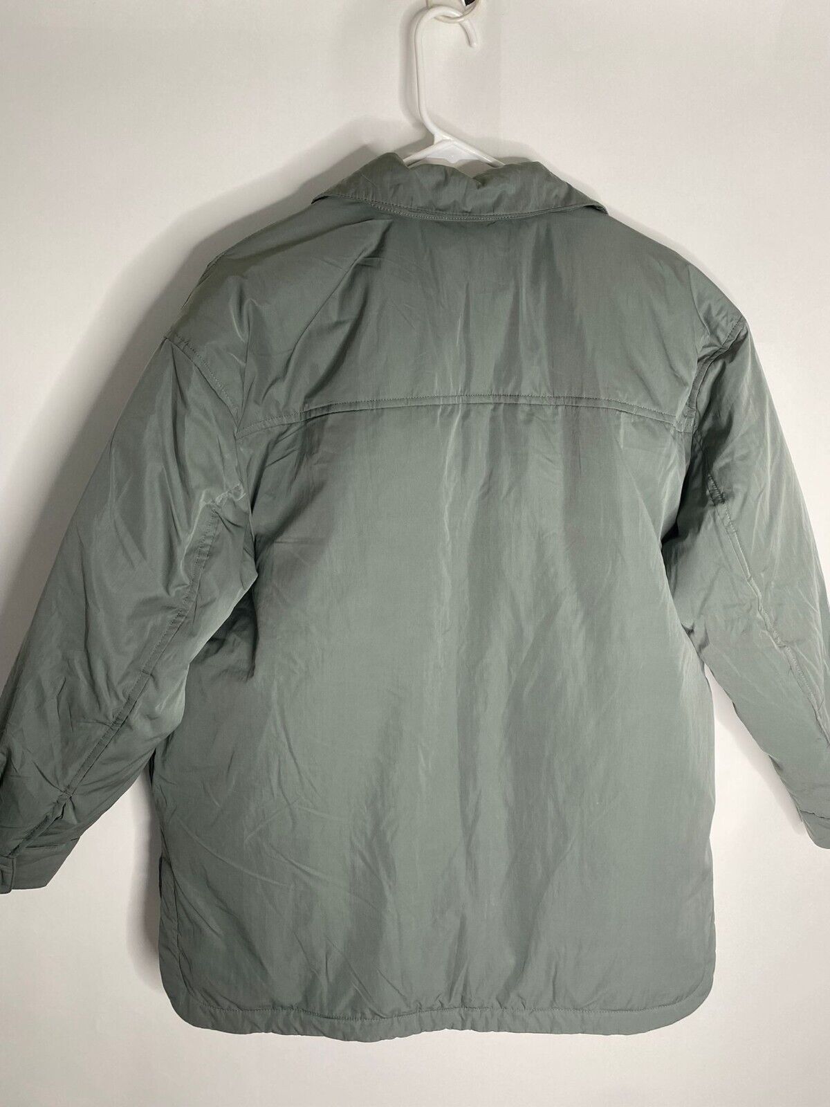 GAP Oversized Recycled Puffer Shirt Jacket Womens S Sage Green