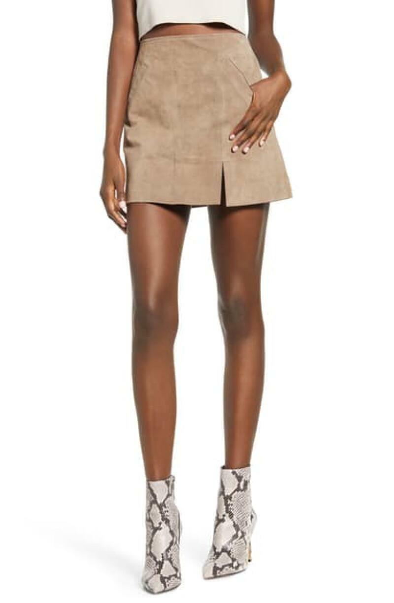 BlankNYC Womens 25 Sand Stoner Taupe Suede Leather Mini Skirt