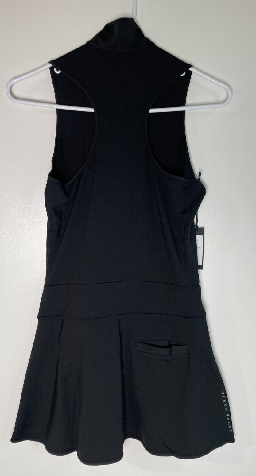 Olaya Sport Women's S Mock Neck Zip Front Racerback Golf Dress Black 1119S