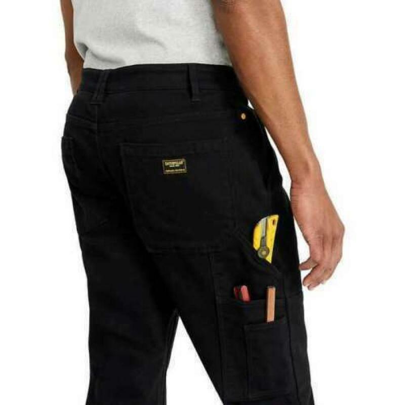 Caterpillar CAT Mens 42x32 Black Work Pant Double Knee Tools Gusseted Crotch NWT