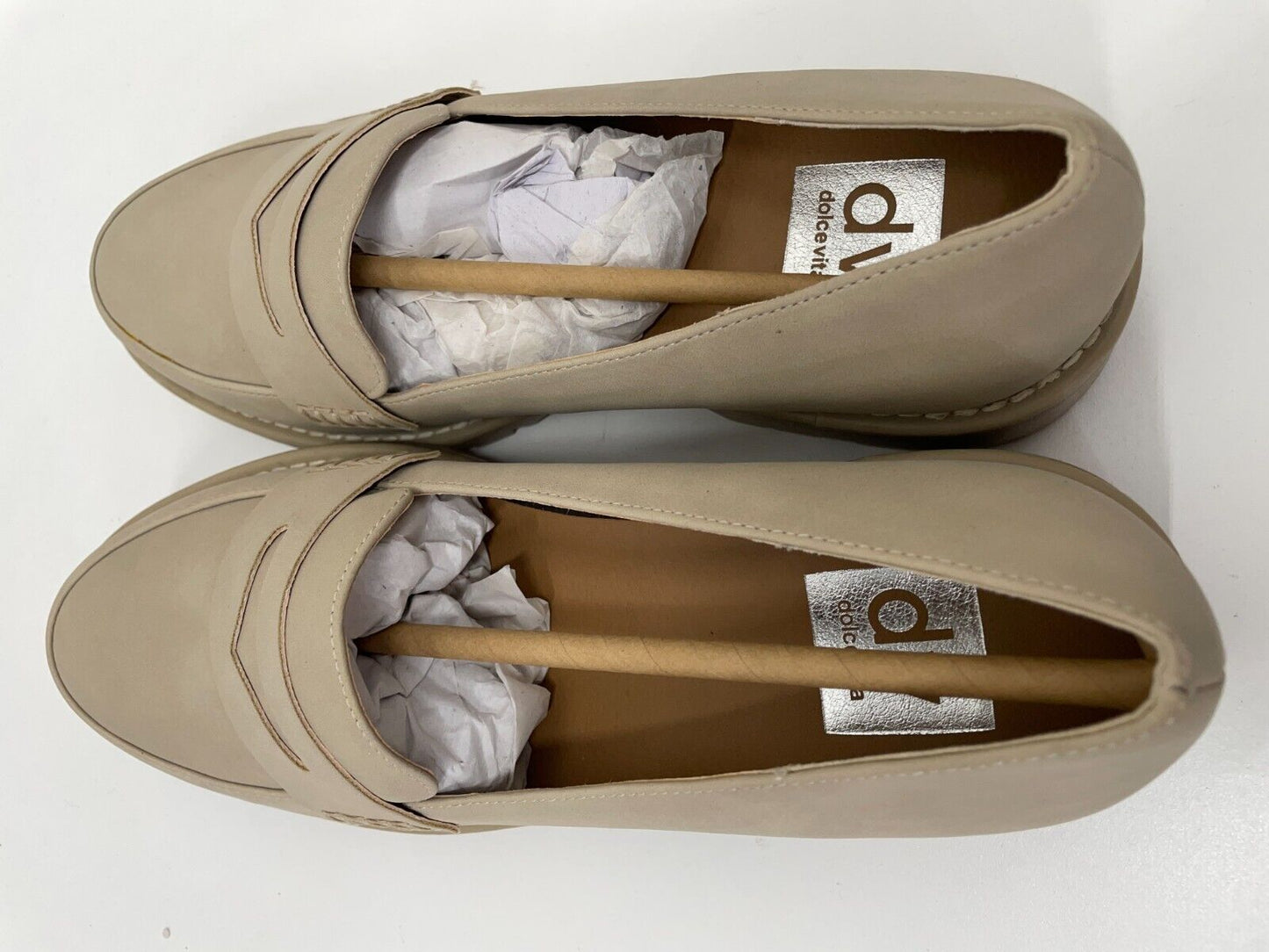 DV Dolce Vita Womens 8.5 Carley Slip-On Penny Loafer Taupe Faux Leather 42637