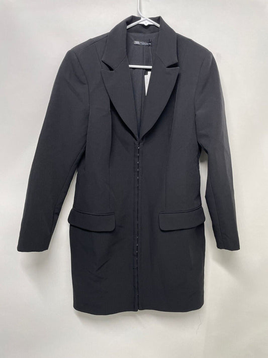 Zara Womens XL Pocket Blazer Mini Dress Jacket 8532/707/800 Black