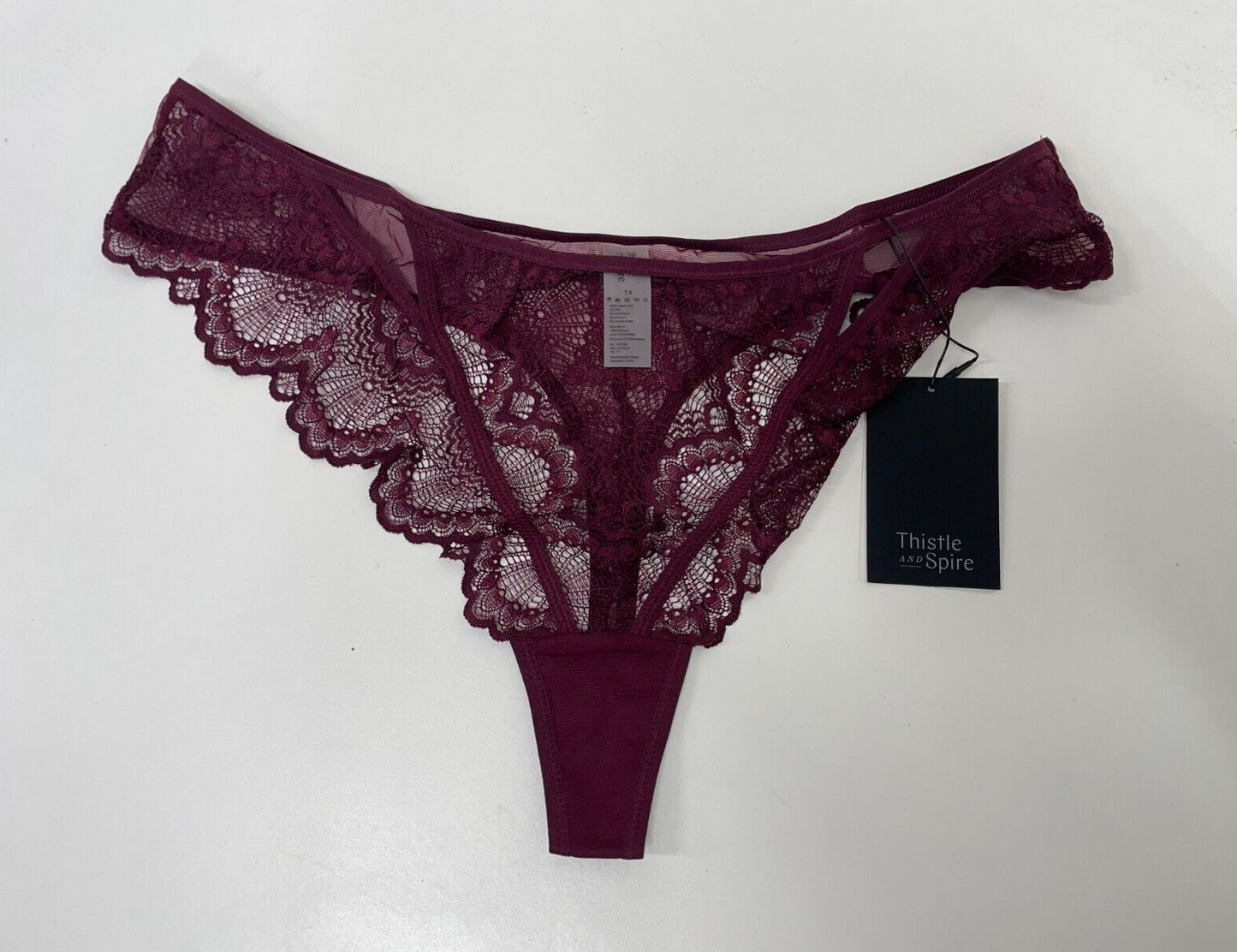 Thistle & Spire Womens 1X Lot of 3 Kane Cutout Thong, Panty & Garter Cherry