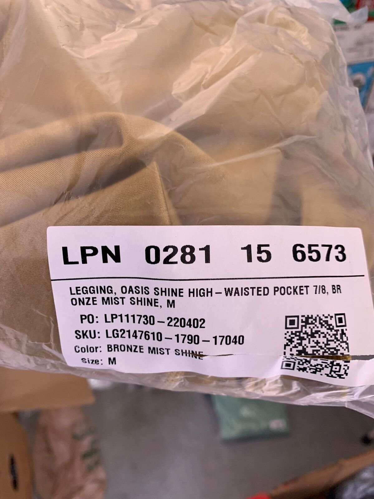 Fabletics Womens M Oasis High-Waisted Shine 7/8 Legging Bronze Mist Shine Gold