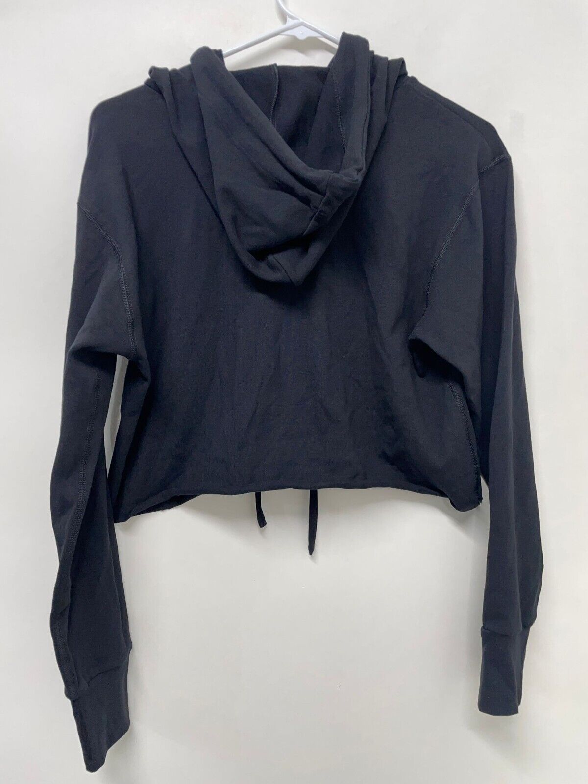 Bombshell Women S Long Sleeve Hoodie Black Crop Sweatshirt Raw Edge 77030