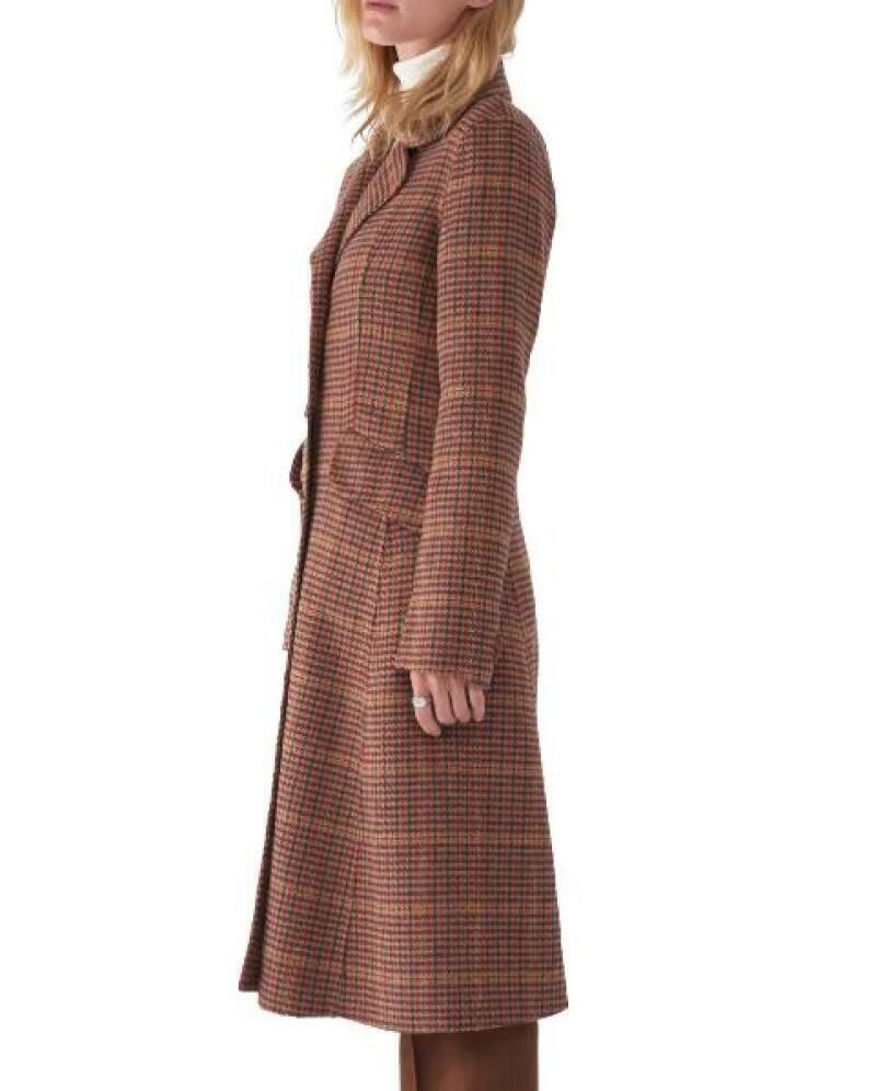 Sosken Womens 4 Multicolor Jimi Houndstooth Flare Coat Overcoat Trench Jacket