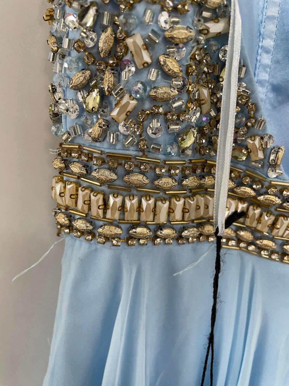 MAC Duggal Womens 2 Beaded Cutout Bodice Gown Ice Blue Chiffon Beaded Prom Dress
