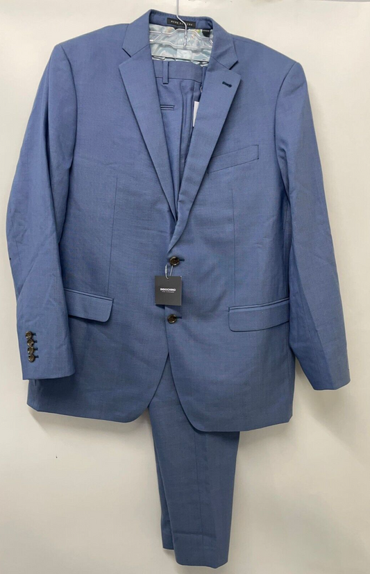 Indochino Mens 46 48 Light Powder Blue Wool 2 Piece Suit Jacket & Pants Hula